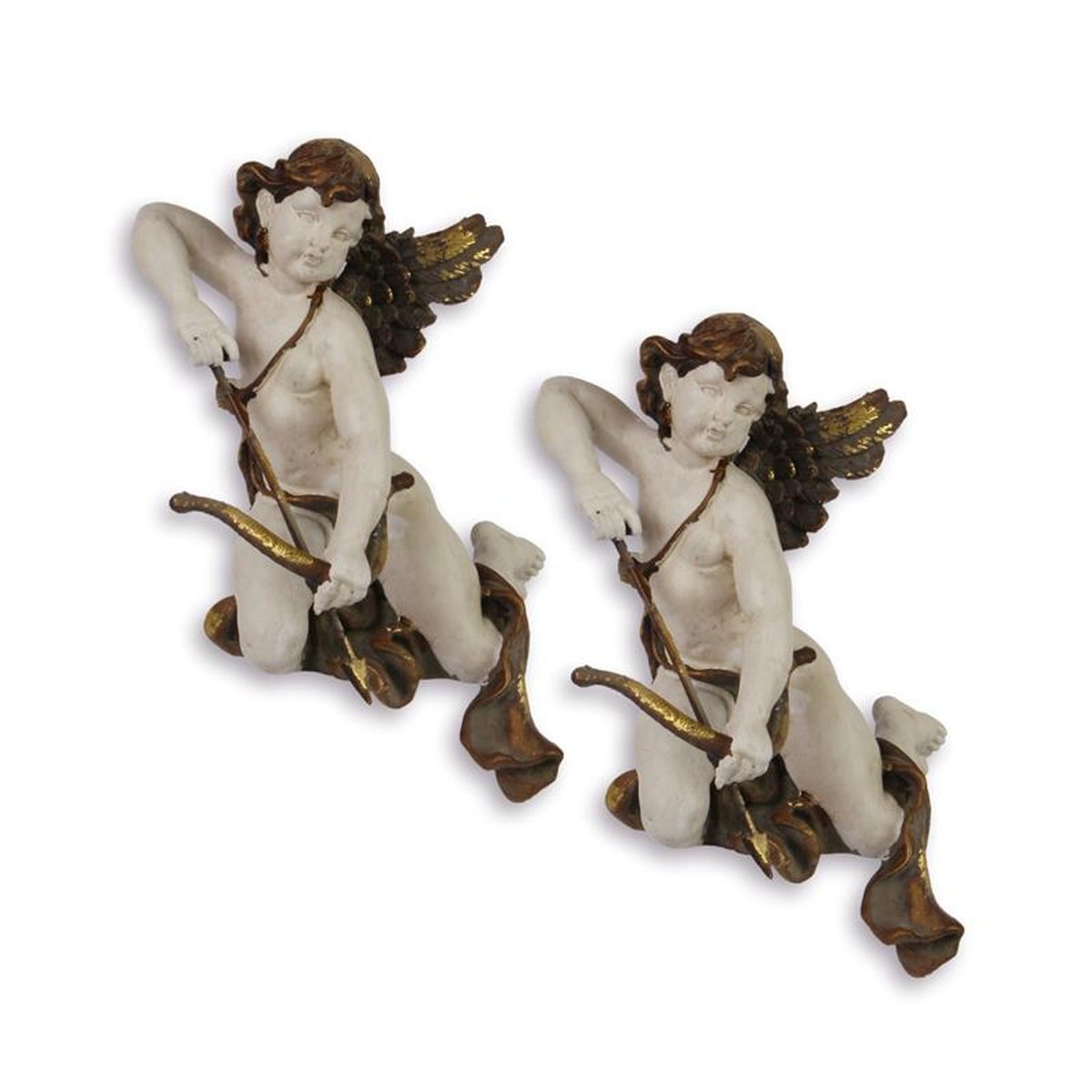 A PAIR OF RESIN PUTTI WITH BOW AND ARROW