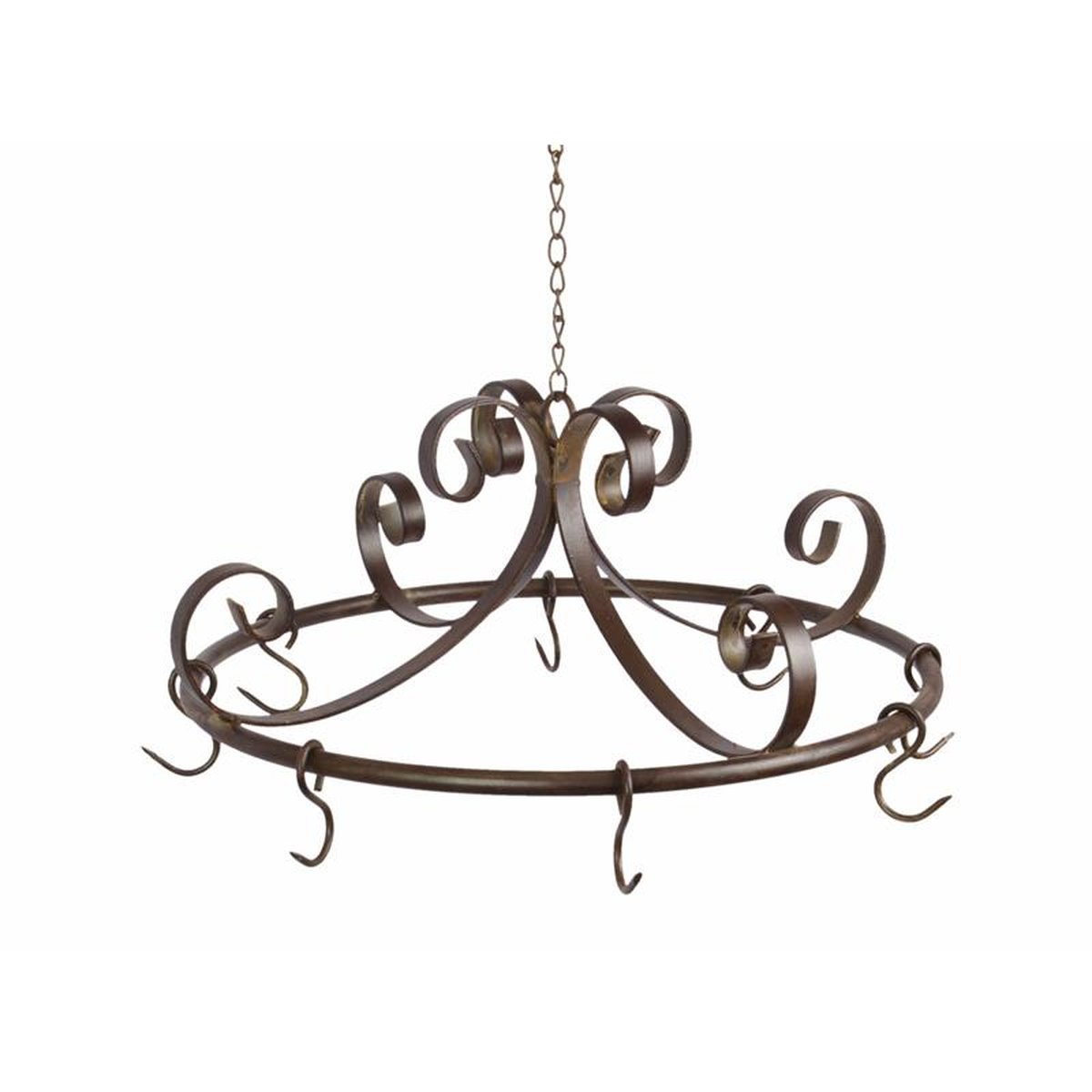 A PAIR OF ROUND POT AND PAN RACKS