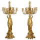 A PAIR OF SEVEN LIGHT GILT BRONZE CANDELABRA
