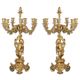 A PAIR OF SEVEN LIGHT GILT CANDELABRA