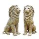 A PAIR OF SITTING BRONZE LIONS