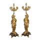 A PAIR OF SIX LIGHT GILT BRONZE CANDELABRA