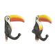 A PAIR OF TWO CAST IRON TOUCAN WALL HOOKS
