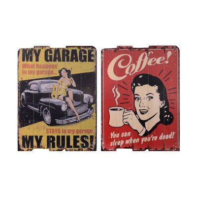 A PAIR OF VINTAGE PRINTS ON WOOD