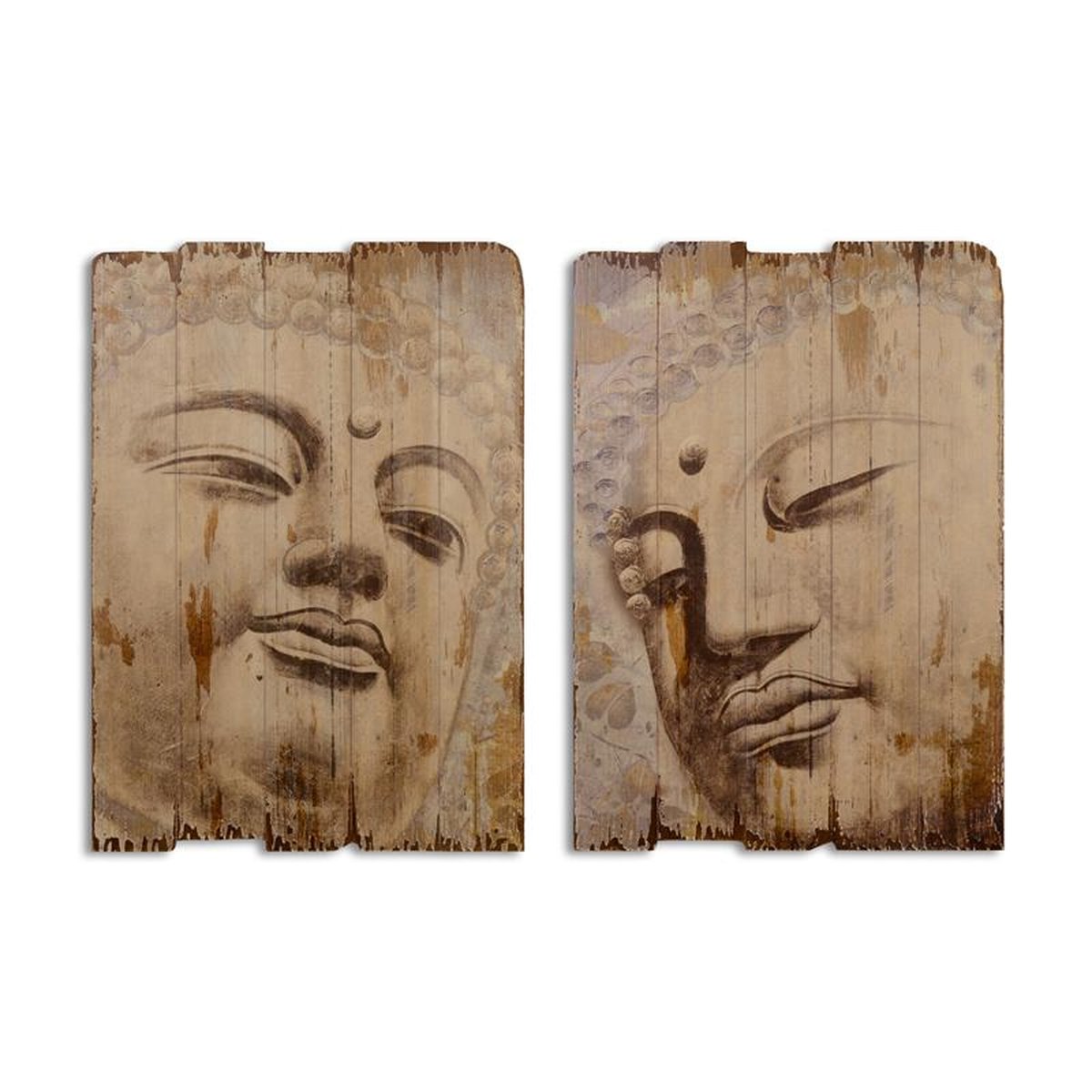 A PAIR OF VINTAGE PRINTS ON WOOD