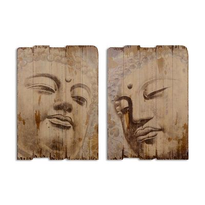 A PAIR OF VINTAGE PRINTS ON WOOD