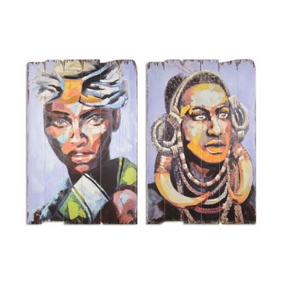 A PAIR OF VINTAGE PRINTS ON WOOD