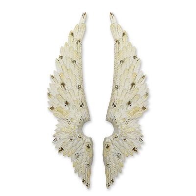 A PAIR OF WALL-MOUNT ANGEL WINGS - ANTIQUE WHITE