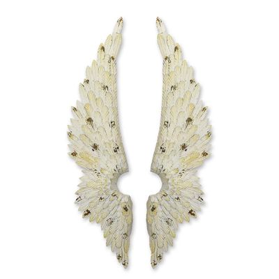 A PAIR OF WALL-MOUNT ANGEL WINGS - ANTIQUE WHITE
