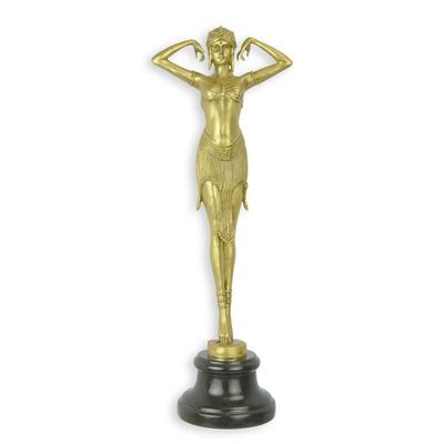 A POLISHED BRONZE SCULPTURE OF A SCARAB DANCER