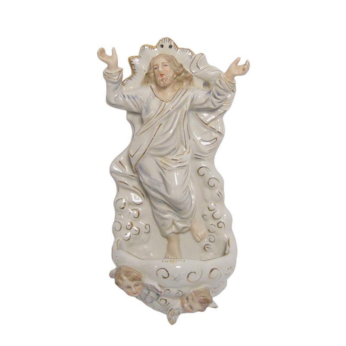 A PORCELAIN HOLY WATER FONT