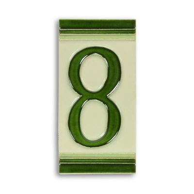 A PORCELAIN TILE NUMBER 8