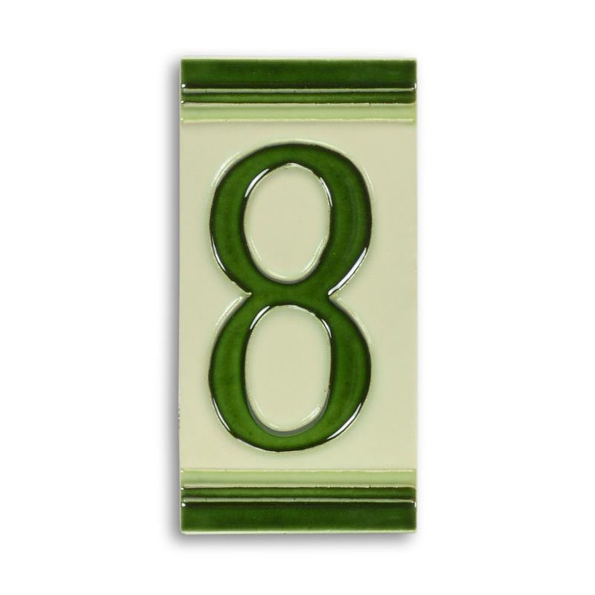 A PORCELAIN TILE NUMBER 8