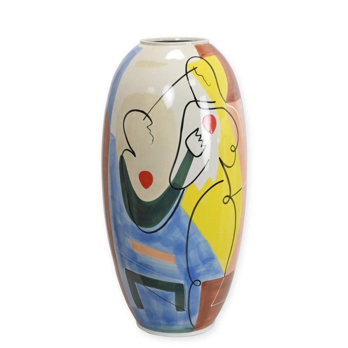 A PORCELAIN VASE WITH ABSTRACT MOTIF - HANDPAINTED