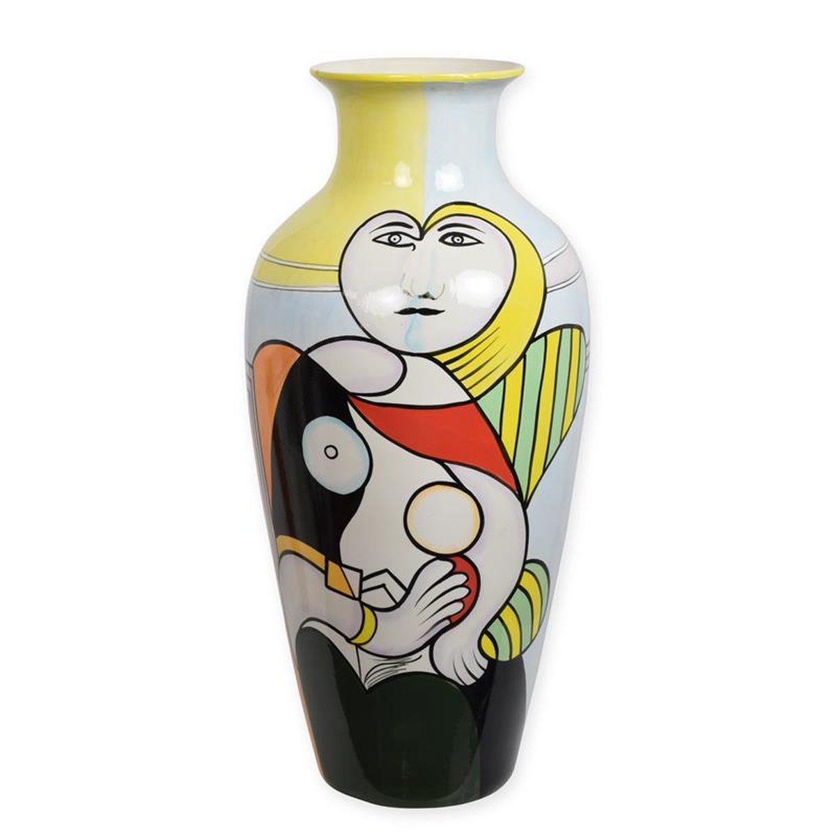A PORCELAIN VASE WITH ABSTRACT MOTIF - HANDPAINTED