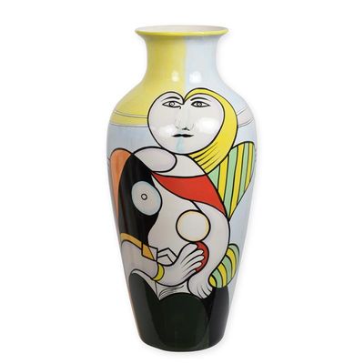 A PORCELAIN VASE WITH ABSTRACT MOTIF - HANDPAINTED