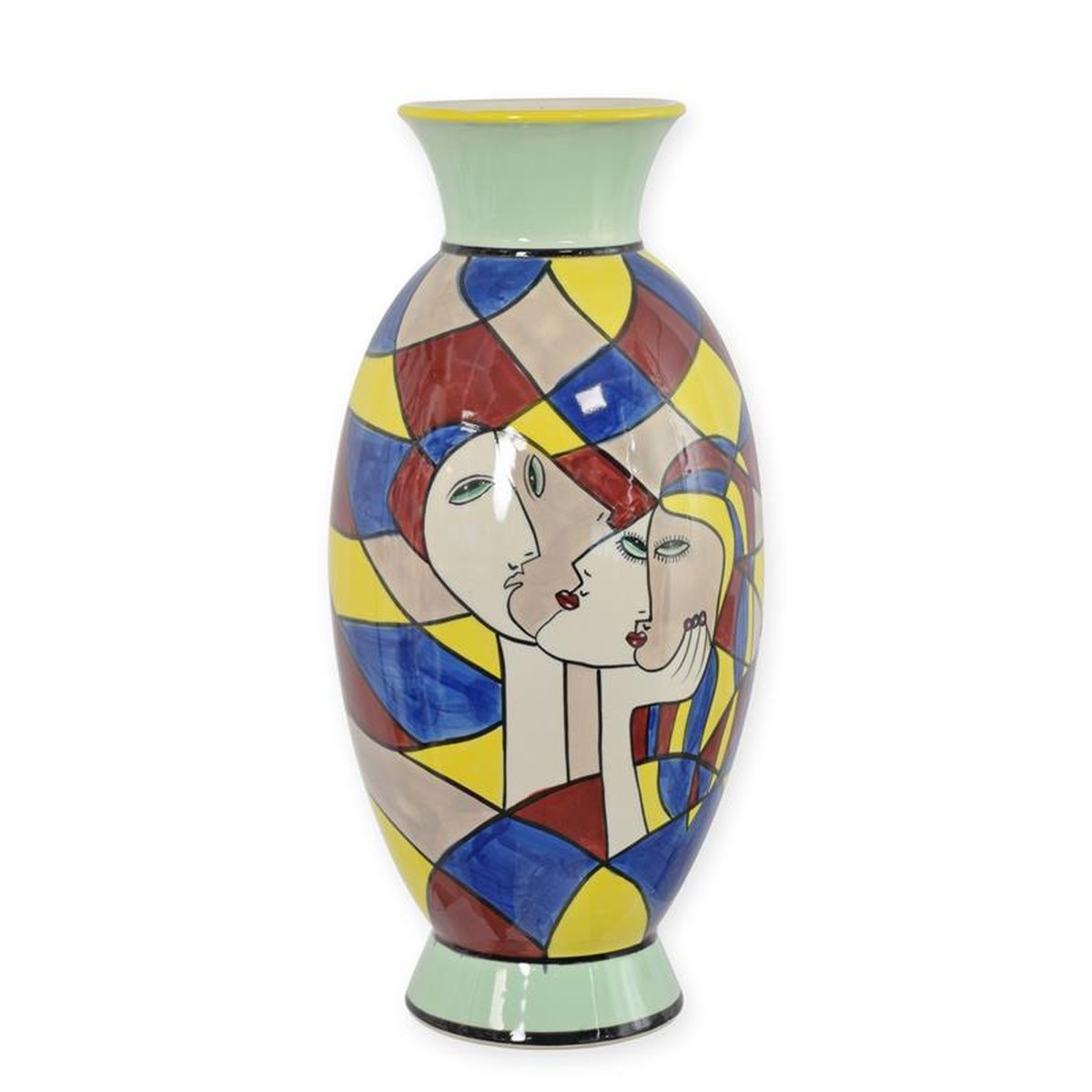 A PORCELAIN VASE WITH ABSTRACT MOTIF - HANDPAINTED