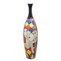A PORCELAIN VASE WITH ABSTRACT MOTIF - HANDPAINTED