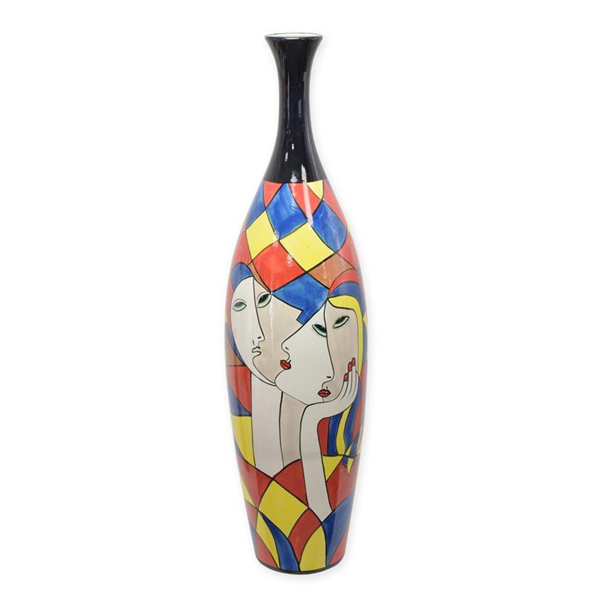 A PORCELAIN VASE WITH ABSTRACT MOTIF - HANDPAINTED