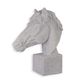 A RESIN AND MGO HORSE HEAD, WHITE