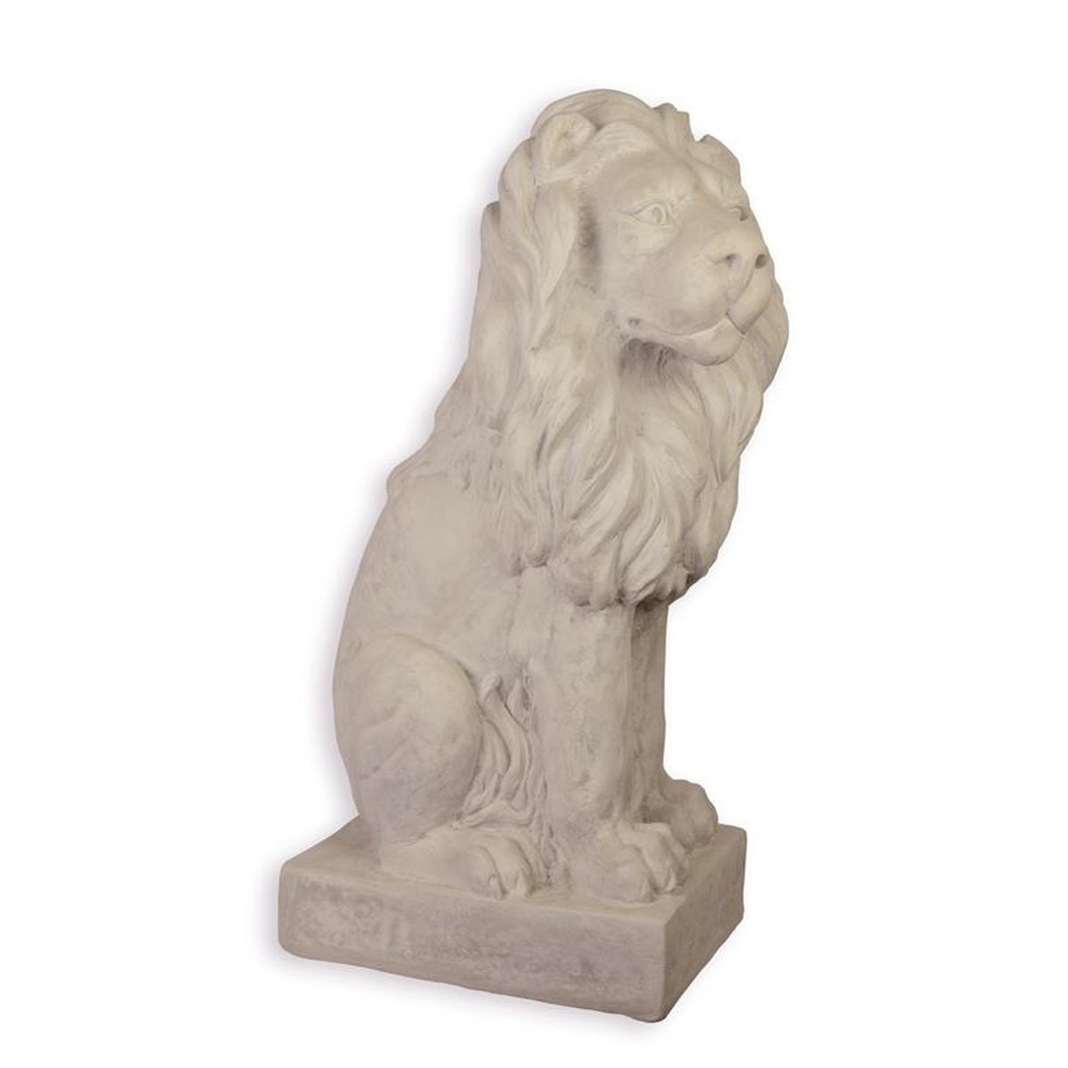 A RESIN AND MGO SCULPTURE OF A SITTING LION
