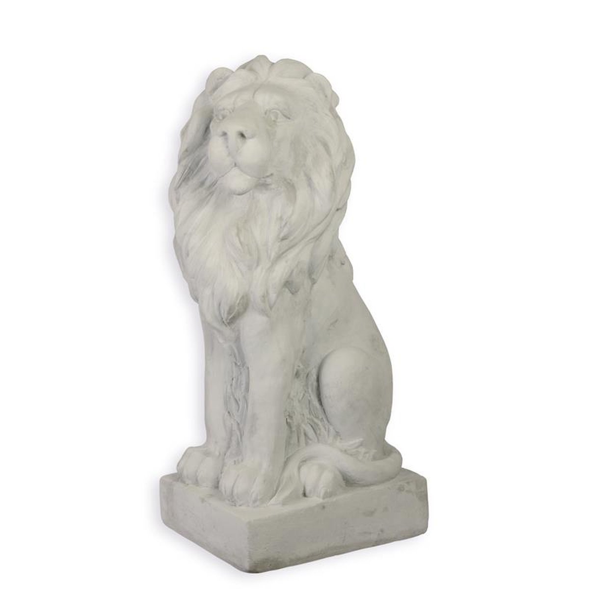A RESIN AND MGO SCULPTURE OF A SITTING LION