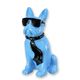 A RESIN BULLDOG WITH SUNGLASSES AND TIE - BLUE