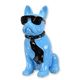 A RESIN BULLDOG WITH SUNGLASSES AND TIE - BLUE