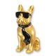 A RESIN BULLDOG WITH SUNGLASSES AND TIE - GOLD