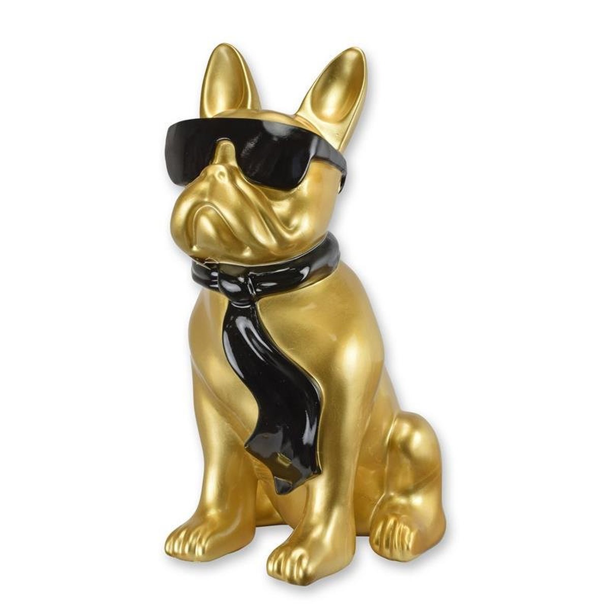 A Resin Bulldog with Sunglasses and Tie - Gold