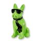 A RESIN BULLDOG WITH SUNGLASSES AND TIE - GREEN