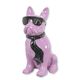 A RESIN BULLDOG WITH SUNGLASSES AND TIE - LILAC