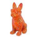 A RESIN BULLDOG WITH SUNGLASSES AND TIE - ORANGE SPLASH