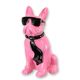 A RESIN BULLDOG WITH SUNGLASSES AND TIE - PINK