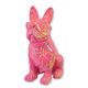 A RESIN BULLDOG WITH SUNGLASSES AND TIE - PINK SPLASH