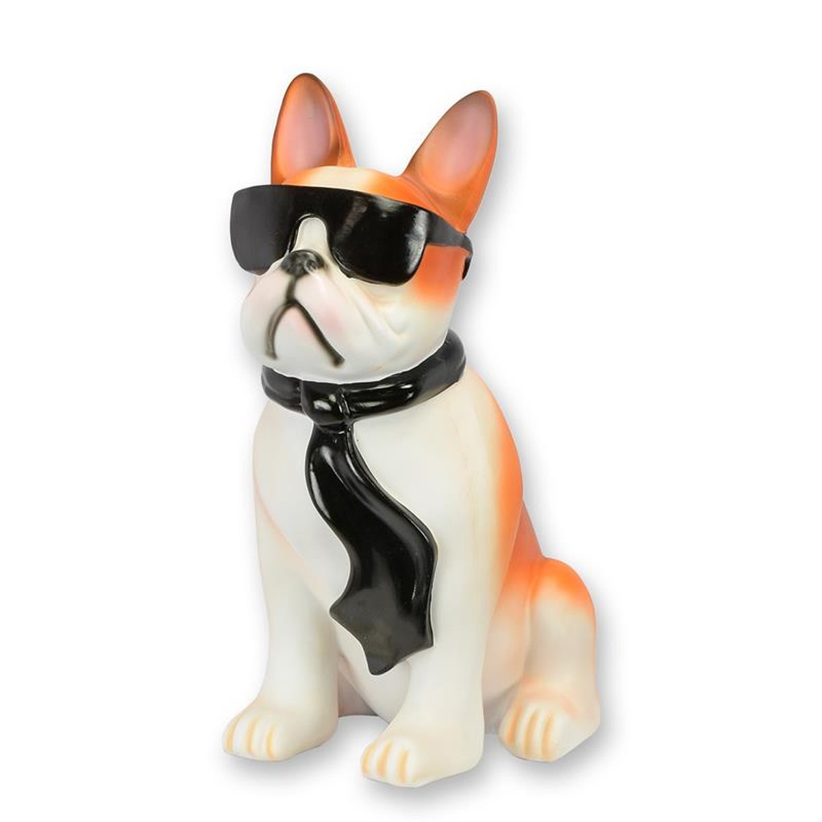 A RESIN BULLDOG WITH SUNGLASSES AND TIE - REALISTIC