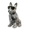 A RESIN BULLDOG WITH SUNGLASSES AND TIE - SILVER