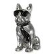 A RESIN BULLDOG WITH SUNGLASSES AND TIE - SILVER