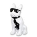 A RESIN BULLDOG WITH SUNGLASSES AND TIE - WHITE