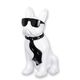 A RESIN BULLDOG WITH SUNGLASSES AND TIE - WHITE