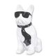 A RESIN BULLDOG WITH SUNGLASSES AND TIE - WHITE