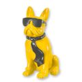 A RESIN BULLDOG WITH SUNGLASSES AND TIE - YELLOW