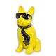 A RESIN BULLDOG WITH SUNGLASSES AND TIE - YELLOW