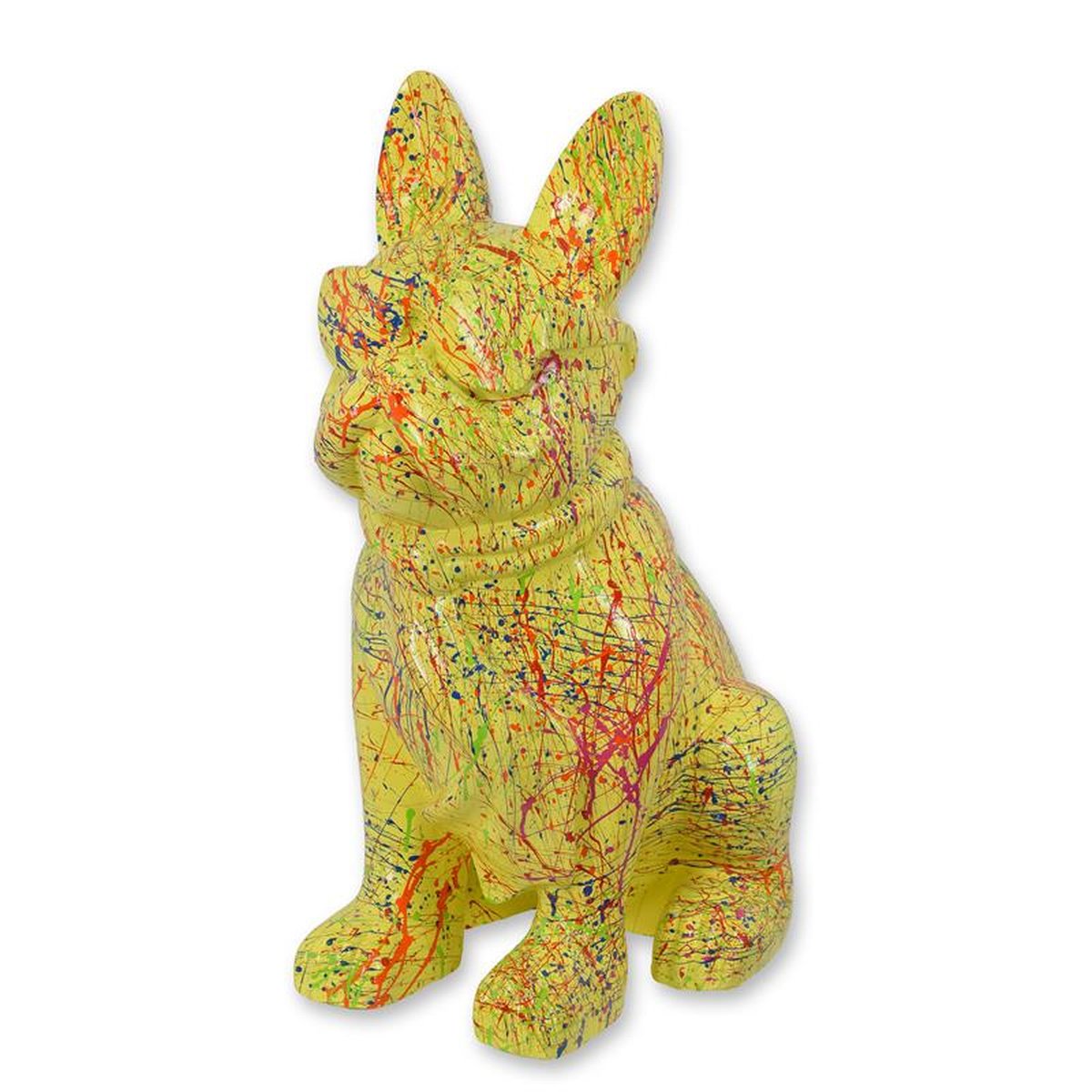 A RESIN BULLDOG WITH SUNGLASSES AND TIE - YELLOW SPLASH