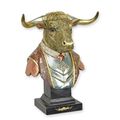A RESIN BUST OF A DRESSED BULL