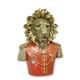 A RESIN BUST OF A DRESSED LION