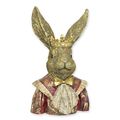 A RESIN BUST OF A HARE DRESSED AS KING