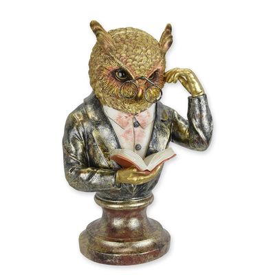 A RESIN BUST OF THE WISE OWL