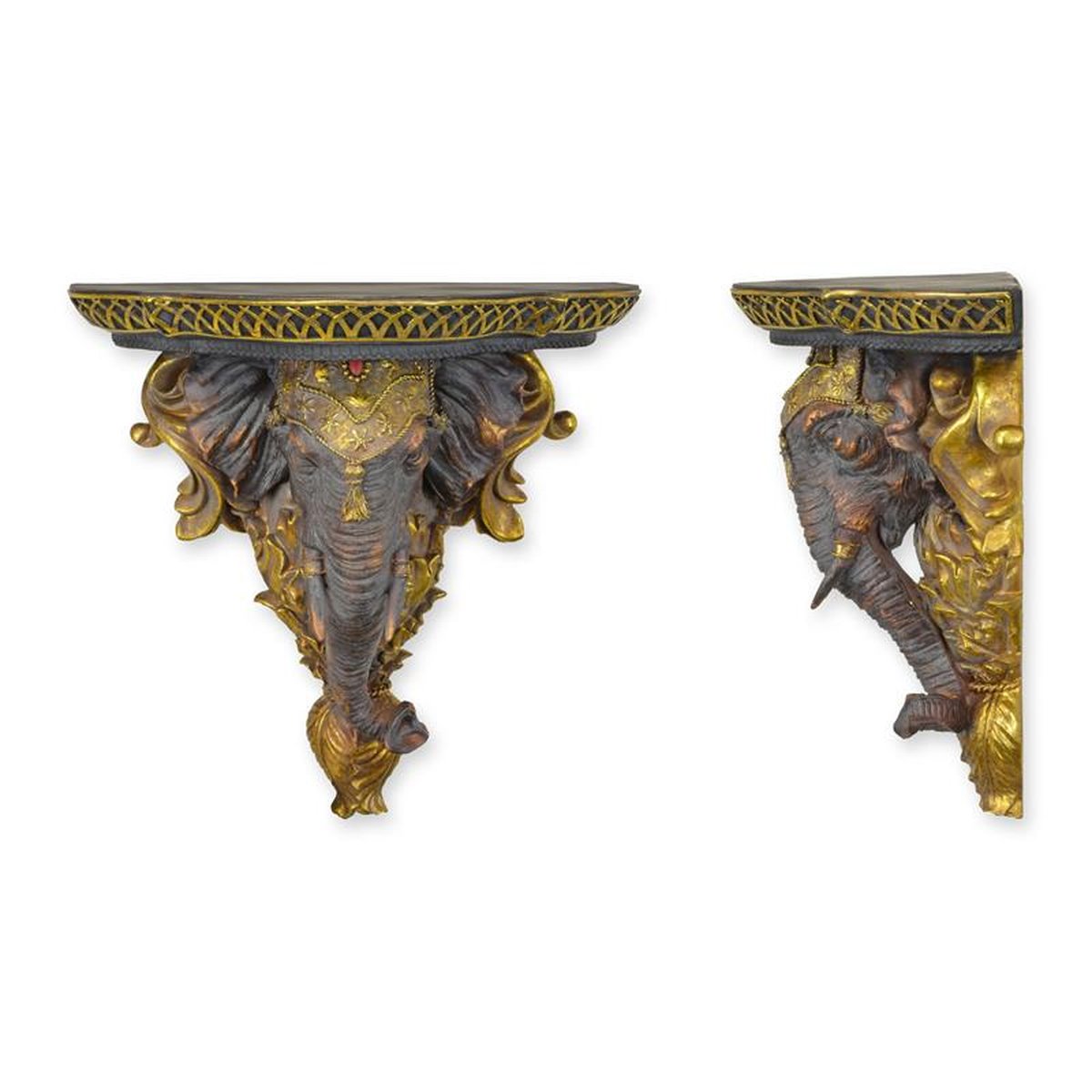 A RESIN ELEPHANT HEAD WALL CONSOLE