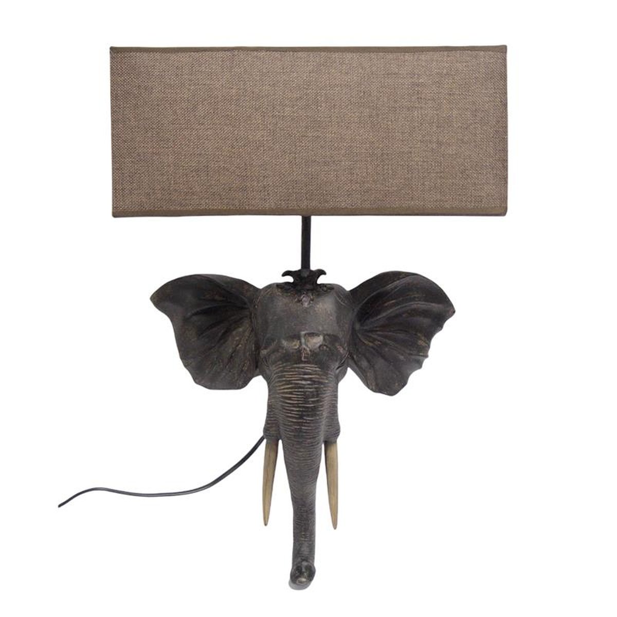 A RESIN ELEPHANT HEAD WALL LAMP